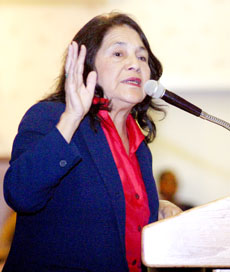 United Farm Workers´ co-founder Dolores Huerta talks about the need to overcome racism and sexism in society.
