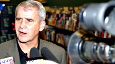 Oliver North fields questions from reporters at his Sept. 11 Barnes & Noble book signing of The Jericho Sanction.