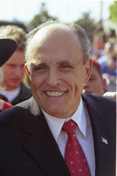 Rudy Giuliani introduced Arnold at the rally.