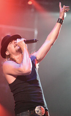 Kid Rock sings during his concert at Centennial Garden on April 20.