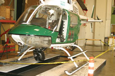 The Kern County Sheriff´s Department helicopter that made an emergency landing on Haley Street.