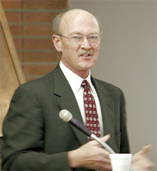 William Andrews, named BC´s new president on Feb. 18, speaks on Feb. 14 at an open forum in the Fireside Room.