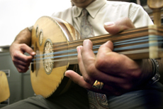 Proffeser Adel Shafik plays the lute, a Middle Eastern instrument that has been around since biblical times.