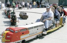 A miniature train transported children at the Model Train Show at the Kern County Fairgrounds on March 8-9