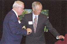 Mayor Harvey Hall receives a ring on Nov. 13 during the BC Alumni Association Hall of Fame.