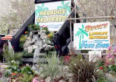 Bucks Landscape Materials and Pond Shop displays a waterfall from the back of a dump truck at the Kern County Home and Garden Show, Feb. 21.