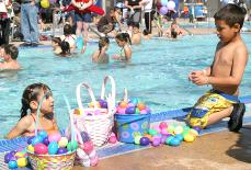 Children ranging from age 2 to 12 participated in an underwater Easter egg hunt at the 3rd Annual EGGStravanganza held at McMurtrey Aquatic Center on April 4, 2009. The egg hunt had 6,000 eggs for children to find.