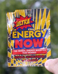 Ultra Energy Now claims to be The Herbal Energy Booster That Works. It can be purchased at Fastrip gas stations.