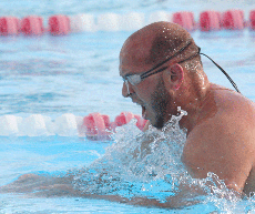 Bakersfield College swimmer Max Robertson competes in the BC pool Feb. 19.