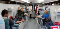 A lunch-time rush keeps the Blood Mobile full, as students donate their time and blood during the BC blood drive March 31. Houchin Community Blood Bank brought two mobile blood laboratories to BC for the event.