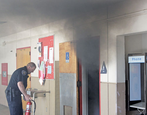 Bathroom fire in Campus Center