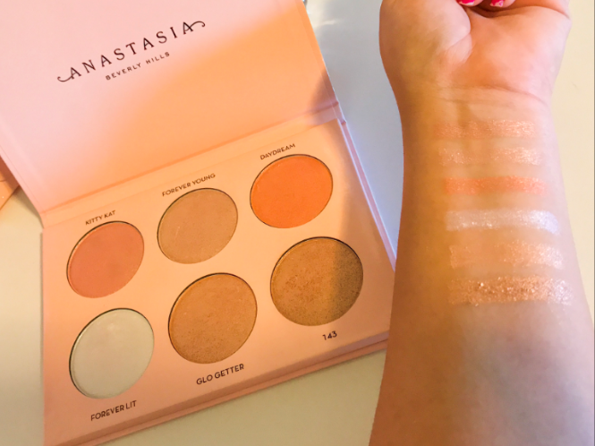 The swatches of the Anastasia glow kit are very vibrant.