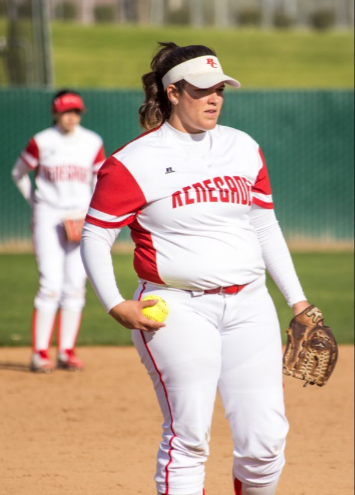 Pitcher Mckenna Valencia delivers versus Taft College on Feb. 9. 