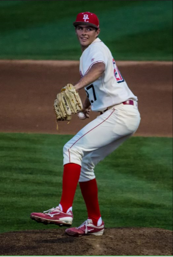 Sophomore pitcher Austin Toerner enters his wind up before delivering a pitch during a game on March 7.