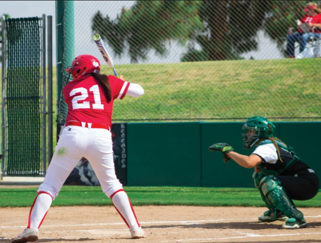 Alexis Solis on the home plate ready to swing on March 11.