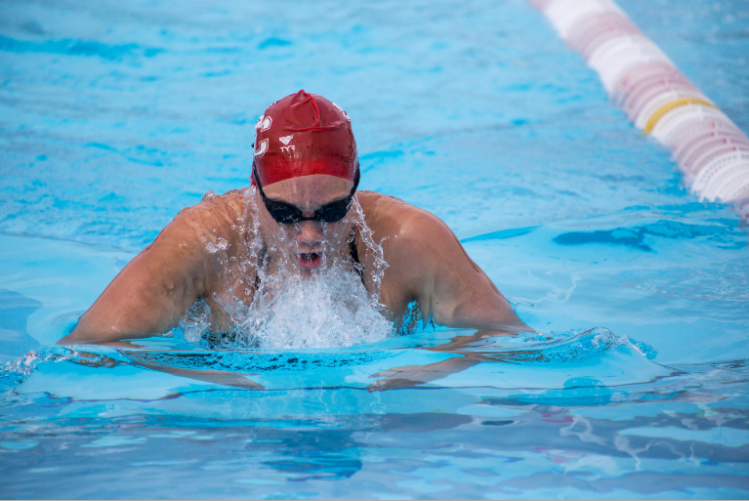 BC swimmer Jennifer Quan competing at an event.