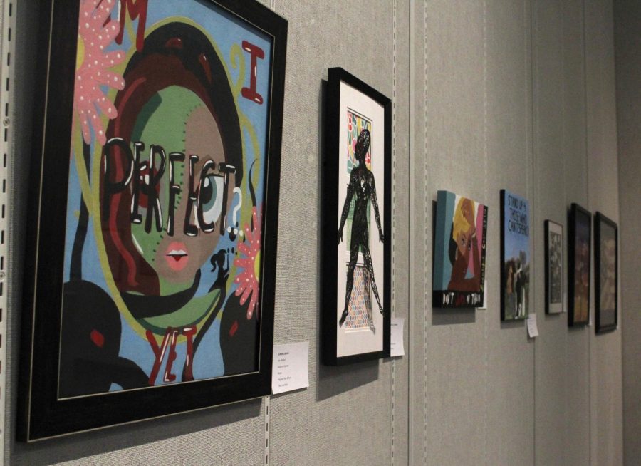 Various pieces of artwork created by Kern County high school students on display at Bakersfield College’s Wylie and Mary Louise Jones Gallery for the Panorama Invitational. 