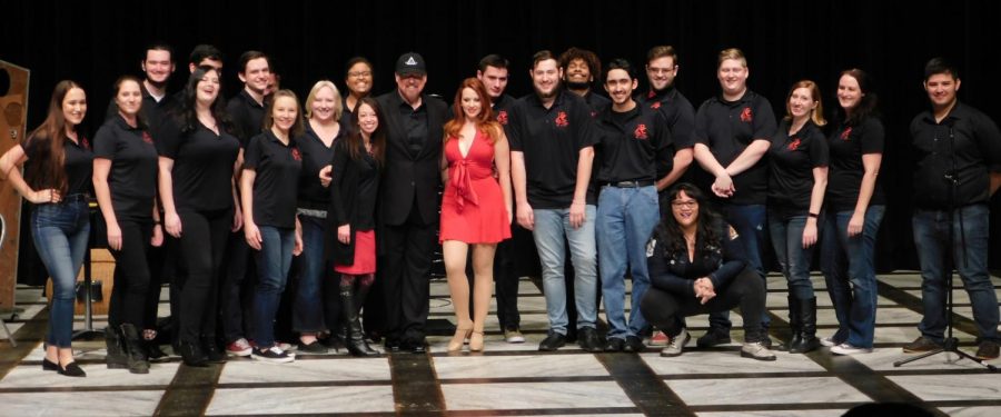 Ron Saylor and the Bakersfield College Chamber Singers pose for a photo