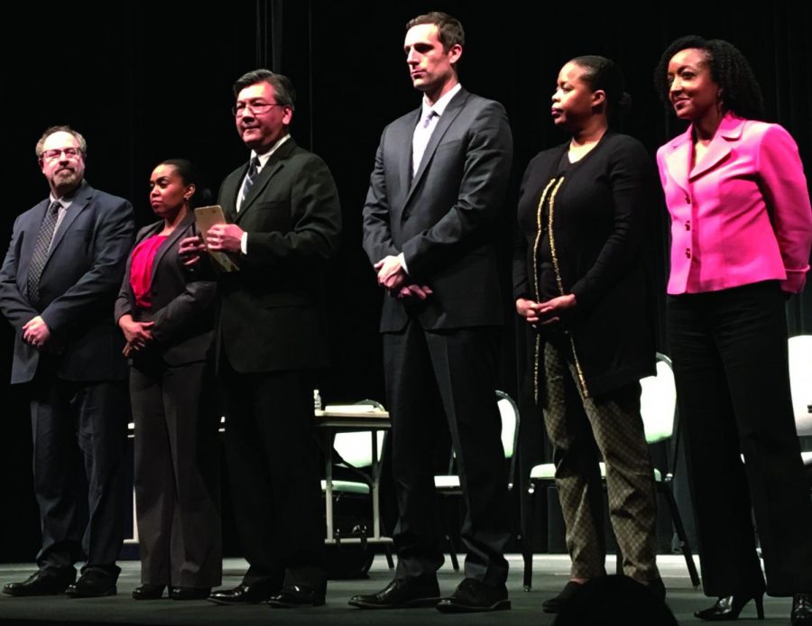 The cast: Brian Rabinowitz, Melanie Loren, Joe Yau, Will McFadden, Risha Tenae and Gina Taliaferro who are currently on their national tour bringing The Defamation Experience to more universities across the country