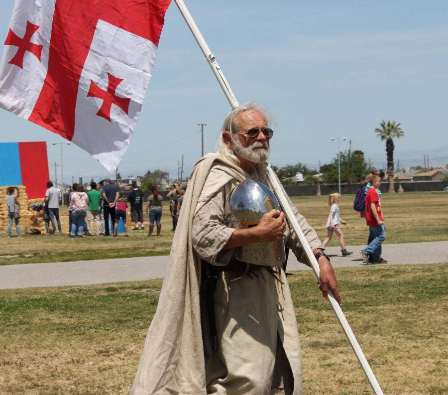 Medieval enthusiast, Mike Scott, attends the Medieval California Festival in full costume. 