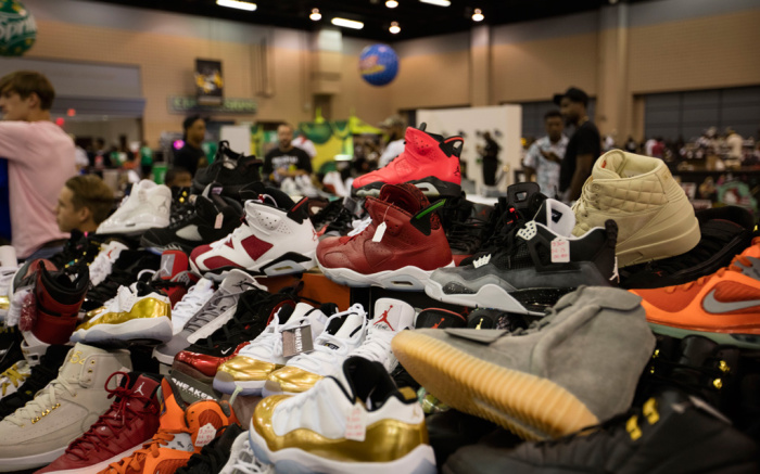 A+display+of+different+shoes+at+SneakerCon.