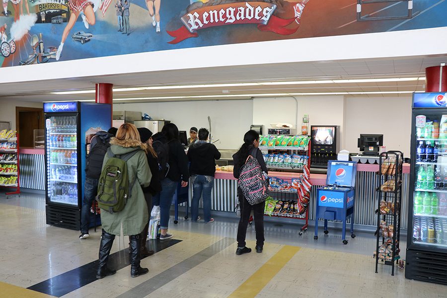 Bakersfield College students wait for food and drinks at the Huddle.