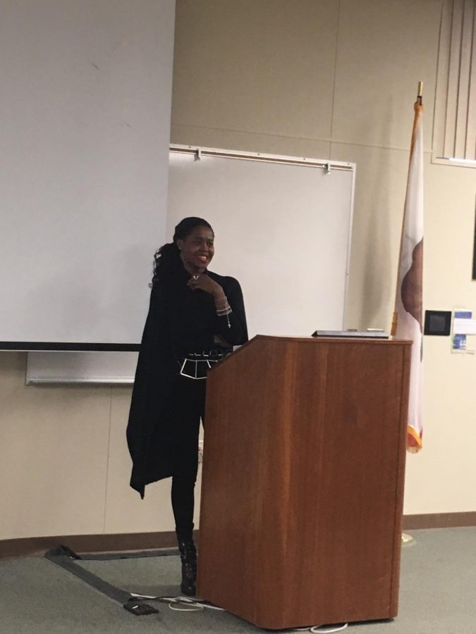 Guest speaker, Clemantine Wamariya, talks to audience members about her life before, during, and after the Rwandan Genocide at the BC Levan Center on Feb. 28.