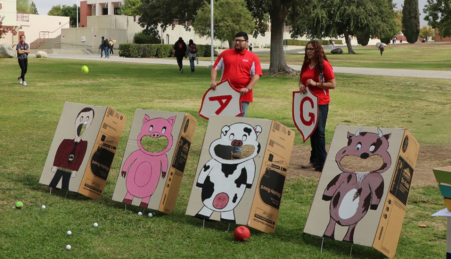 The BC Agriculture club hosting a bag toss game at the pep rally on Oct. 17. 