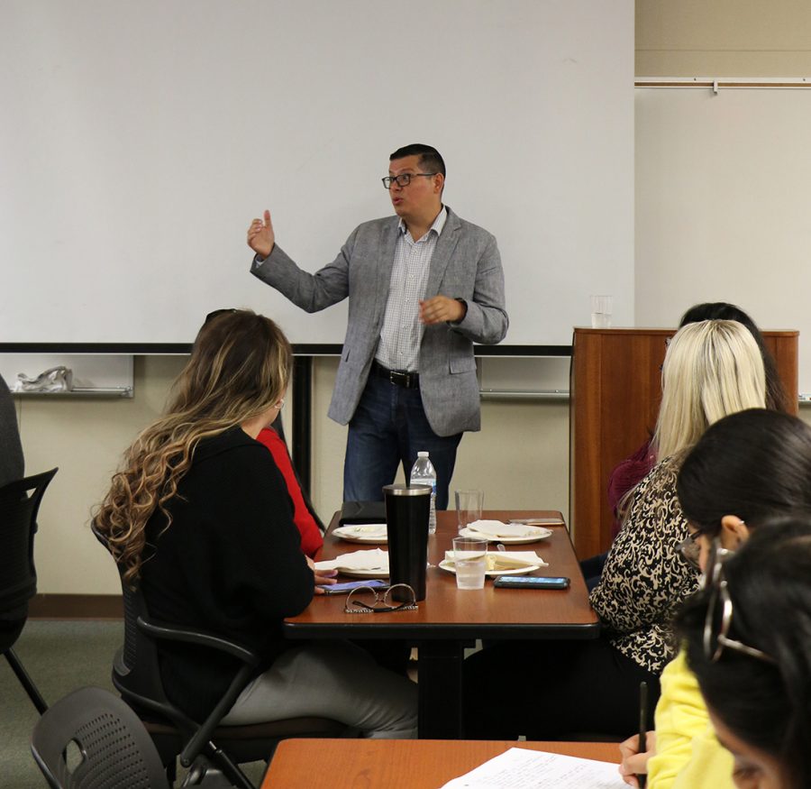 Assembly member, Rudy Salas, speaks about the importance of voting, animal overpopulation, bullying in schools, the effects of social media on students, and the PG&E power shutoffs during the BCSGA Power lunch in the Levan Center on Oct. 21.