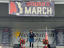 Dolores Huerta speaking about the equal rights for women amendment at the Womens March on Jan. 18. 