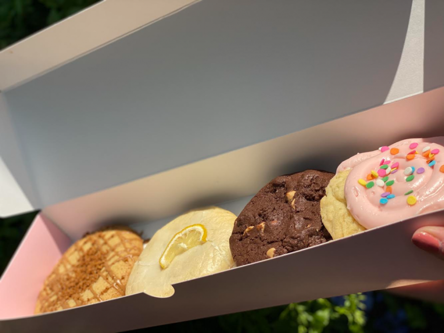 The cookies from Crumbl Cookies, located on Stockdale Highway has four specialty flavors: Warm Biscoff, Lemon Glaze, Reeses Peanut Butter Chip and Confetti Cake.