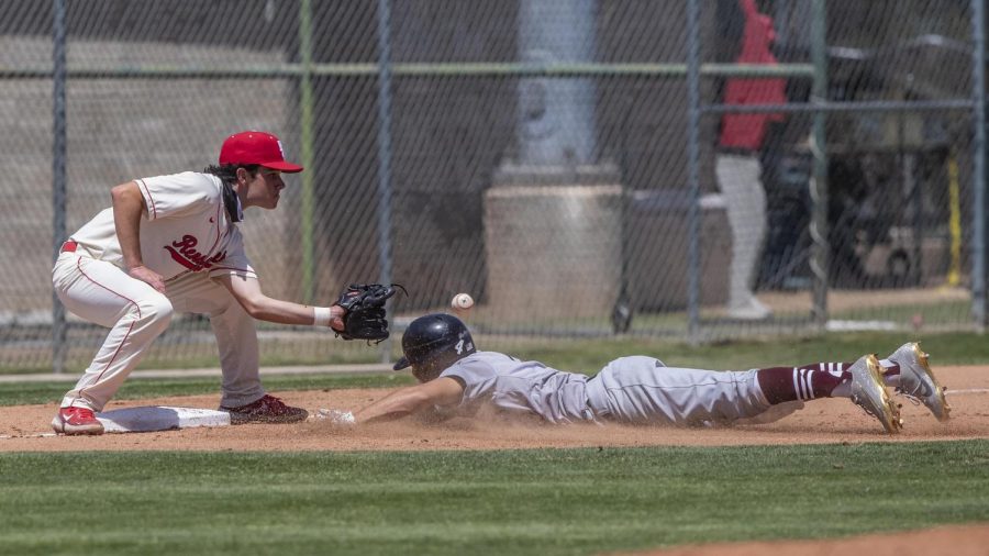 Infielder Garret Pavletich of Bakersfield Colleges Renegades played against Antelope Valley Colleges Marauders on April 29.