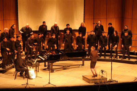 The members of the choir concert singing Sound Off, wherein various members of the choir would enthusiastically dance before their other fellow artists joined in all together.