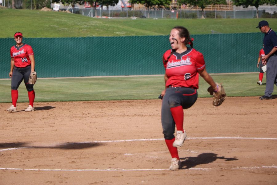 Talia Nielsens reaction mere moments after breaking the Renegades single-season strikeout record.