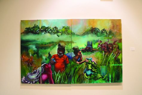 A painting by Audia Dixon hangs in BC's Jones Gallery
