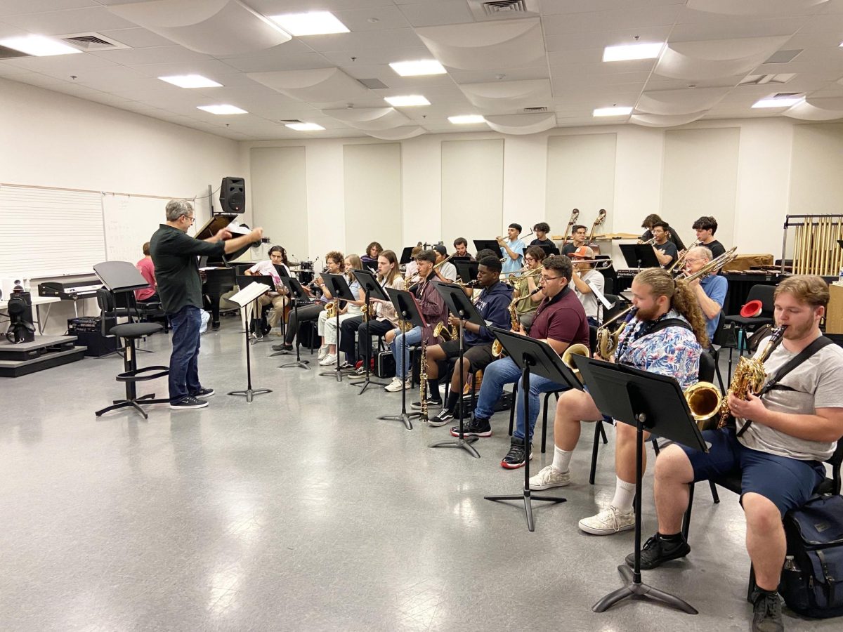 Professor Kris Tiner during rehearsal with his students.