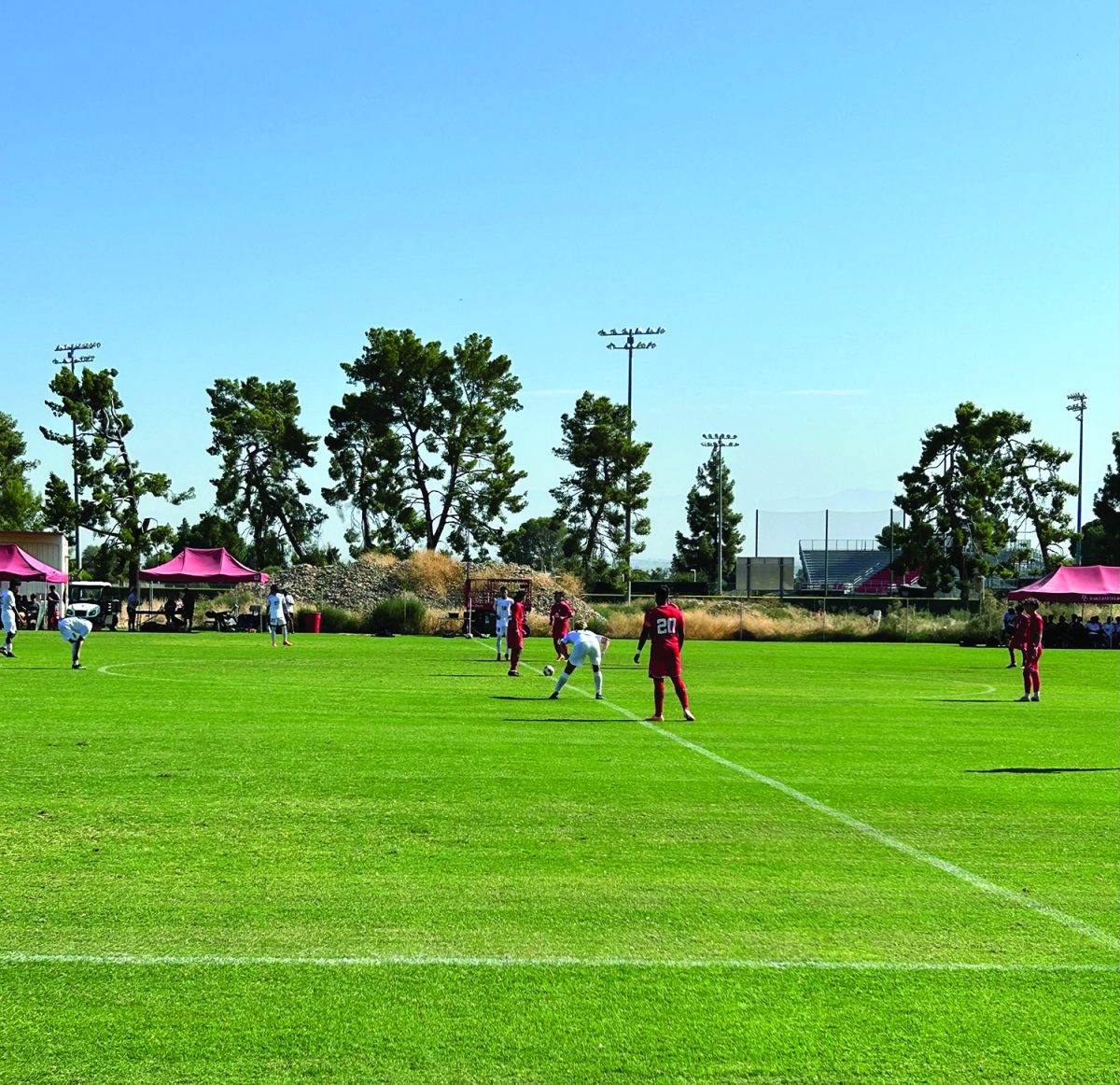 BC men’s soccer team gets ready for kickoff vs Cerritos College.