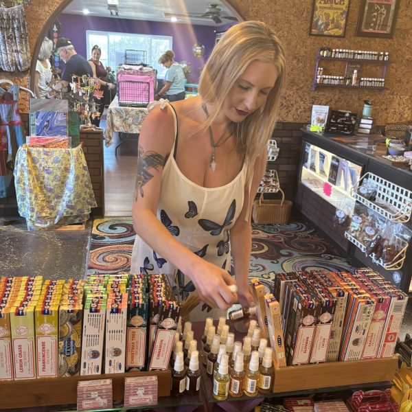 Kimmie Durham stocking at Healthy Hippie Trading Co.
