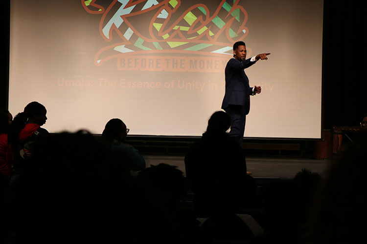 Brian E. Sibley speaks to Highschool and college students at the Bakersfield College Black History Conference.