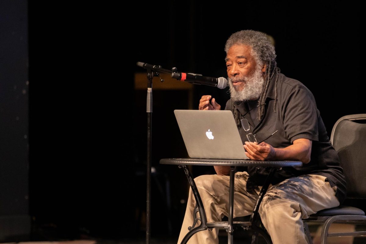 Jazz musician Wadada Leo Smith gives a talk on jazz and creation at the BC Indoor Theater, Sept. 15, 2025.