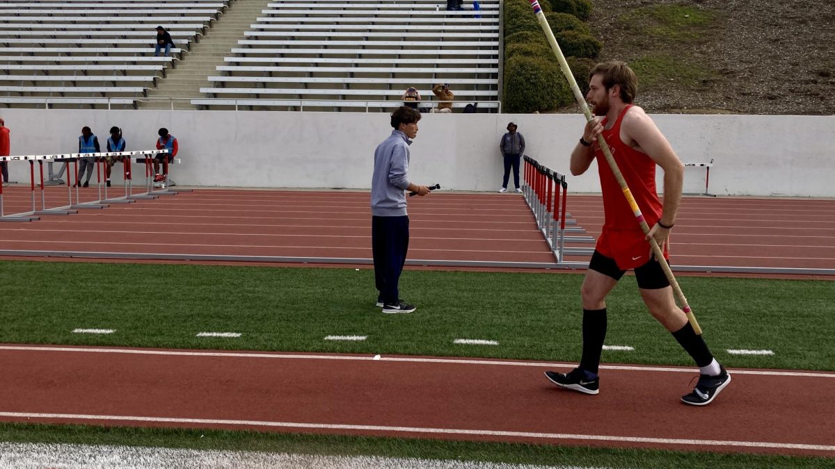 a man getting ready to vault