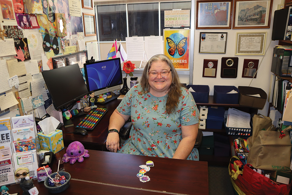 The office of Helen Acosta, a place where she has assisted Bakersfield College students with communication skills for over 30 years.